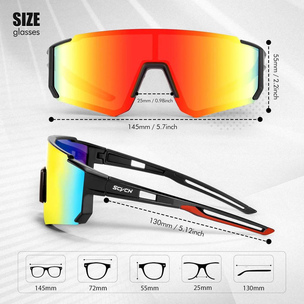 SCVCN Snow Sunglasses Hiking Eyewear Outdoor Cycling for Women Men MTB Bike Glasses Sports Mountain Cycling UV400 Skiing Goggles Quick Pick Grocers