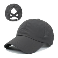 Summer Solid Color Baseball Cap Women's Athleisure Cross Ponytail Hat Mesh Quick-Drying Cap Visor Hat Quick Pick Grocers