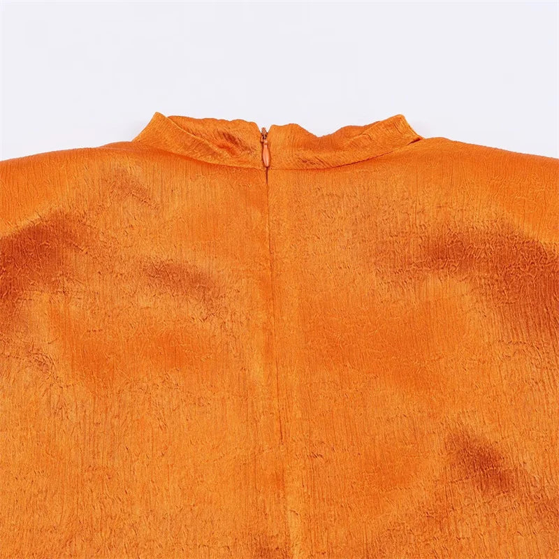 Women's Top 2026 Spring New Style Orange Sleeveless Satin Texture Long Ribbon Top Elegant and Stylish Unique Fashion Focus Quick Pick Grocers