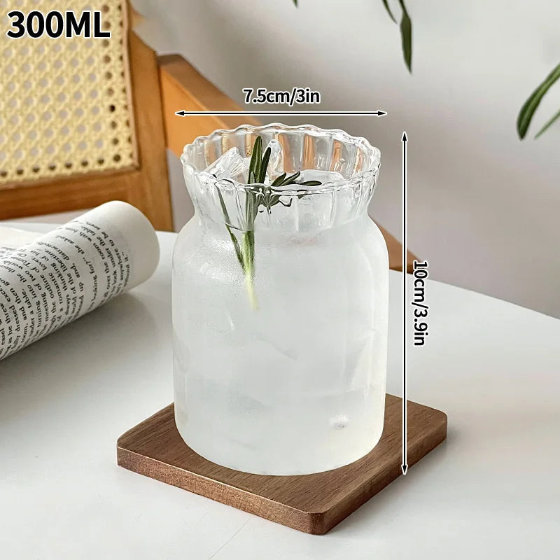 Transparant Drinking Glass Cup Creative Wave Shape Iced Coffee Tumbler Cup Juice Milk Tea Mug Drinkware Water Glasses Ripple Mug Quick Pick Grocers