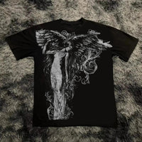 Classic Y2K Gothic Style T-shirt Print Oversized T Shirt High Street Shirts Gothic Round Neck Cotton Tops New Mens Women T Shirt Quick Pick Grocers