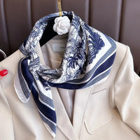 1pcs 70cm Plant-printed Scarf Women Simulated Silk Elegant and Versatile Headwear Bag Clothing and Accessories Square Scarf Quick Pick Grocers