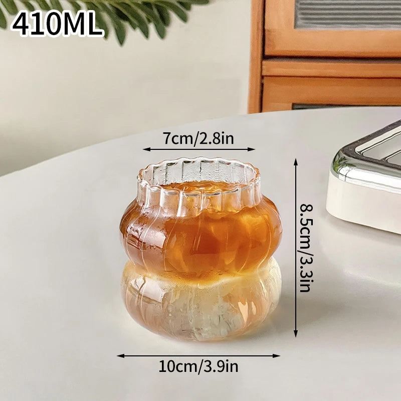 Transparant Drinking Glass Cup Creative Wave Shape Iced Coffee Tumbler Cup Juice Milk Tea Mug Drinkware Water Glasses Ripple Mug Quick Pick Grocers