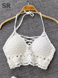 SINGREINY Knit Two Piece Sets Women Summer Vacation Backless Camisole Elastic Waist Shorts Hollow Out Y2K Beach Style Suits Quick Pick Grocers