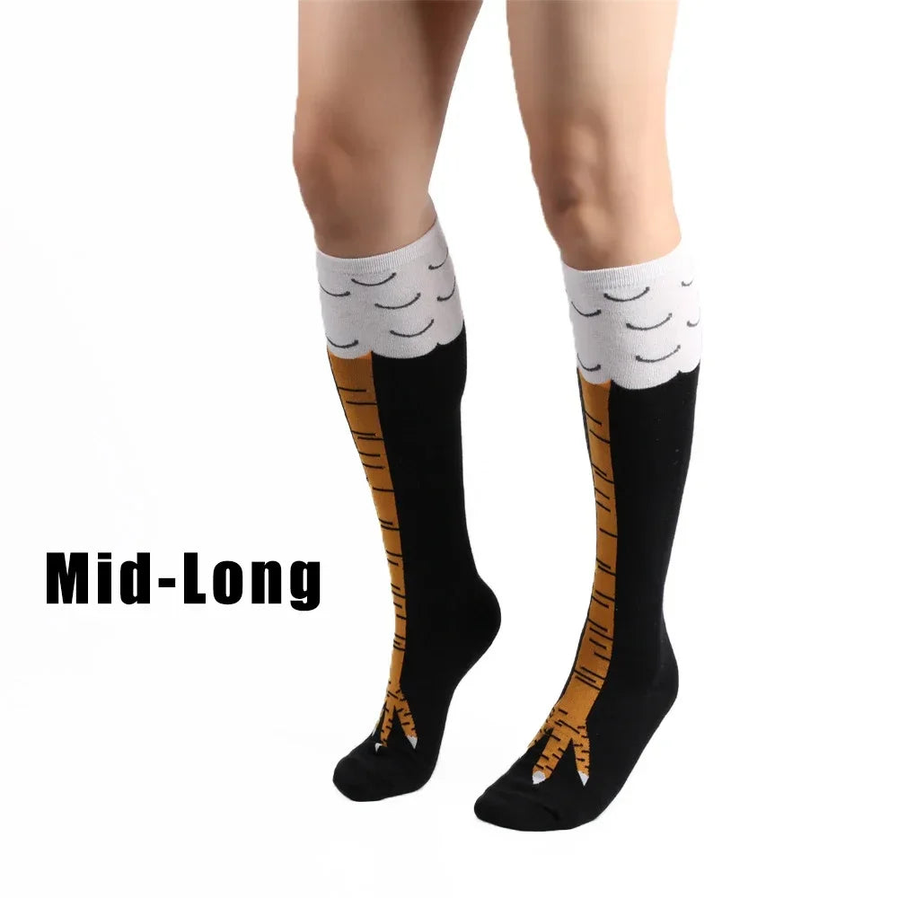 Men Funny 3D Chicken Socks Print Cartoon Cosplay High flexibility Thigh High Sock Cotton Fashion Thin Toe Feet Quick Pick Grocers
