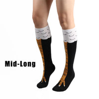 Men Funny 3D Chicken Socks Print Cartoon Cosplay High flexibility Thigh High Sock Cotton Fashion Thin Toe Feet Quick Pick Grocers