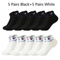 5/10/20 Pairs Men Ankle Socks Cotton Brand Classic Fashion Black White Socks Breathable Mesh Athletic Sports Socks for Summer Quick Pick Grocers