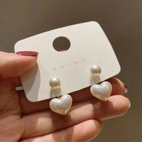New Fashion love Heart Pearl Earrings for Women Sweet Elegant Temperament Drop Earring Trend Jewelry Accessories Econic Blanks