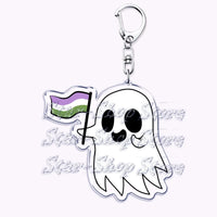 Cute Lgbt Halloween Keychain for Accessories Bag Gay Pride Lgbtq Spooky Ghost Lesbian Keyring Jewelry Rainbow Fans Friends Gifts Quick Pick Grocers