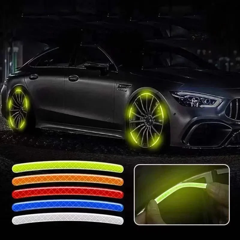 Car Wheel Hub Reflective Stripes Stickers – Night Safety Tire Rim Decals, Waterproof Warning Tape for Vehicle Decoration Econic Blanks