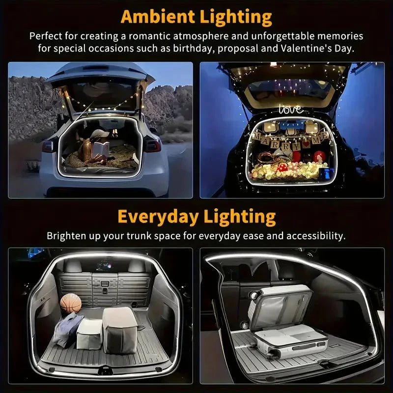 LED Car Trunk Light Strip – Automatic Sensor Ambient Light Bar, Waterproof Hidden Installation, Auto Interior Decor Accessory Econic Blanks