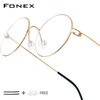 FONEX Screwless Eyeglasses Frame Men Women Round Morten Denmark Korean Glasses Frame Titanium Alloy Eyewear 98607 Econic Blanks