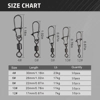 50pc/box Stainless Steel Fishing Connector Pin Bearing Rolling Swivel with Snap Fishhook Lure Accessories