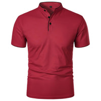 Summer Men's Short Sleeve Collar Tshirts New Solid Color Casual Polo Shirt Trendy Breathable Loose Basic Splice Top Quick Pick Grocers