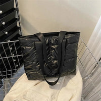 Fashion Ladies Tote Handbags Large Capacity Cotton Padded Shopping Bag Rhombus Portable Handbag Quilted Solid for Leisure Travel Econic Blanks