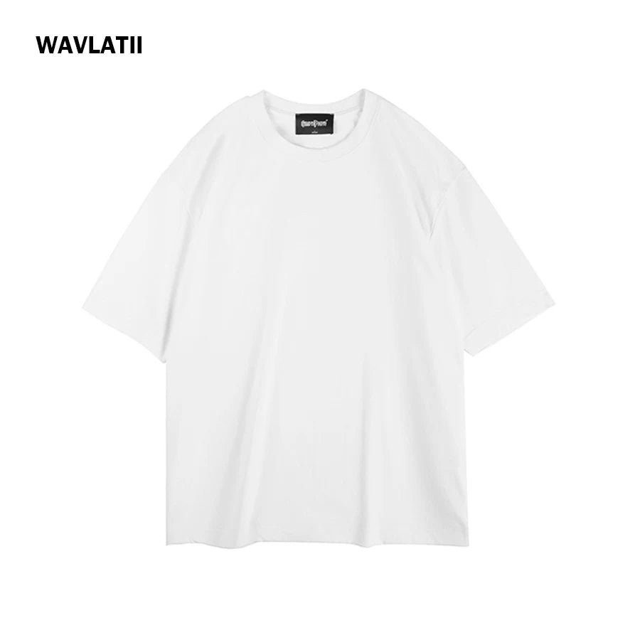 WAVLATII Women New Oversized T shirts Female 260 GSM White Casual Streetwear Tees Unisex Solid Korean Cool Tops for Young WT2560 Quick Pick Grocers