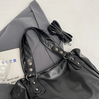 Retro Brand Roomy Shoulder Bag Female Luxury Solid Color Classic Crossbody Bag Large Capacity Style Soft PU Leather Tote Bag Quick Pick Grocers