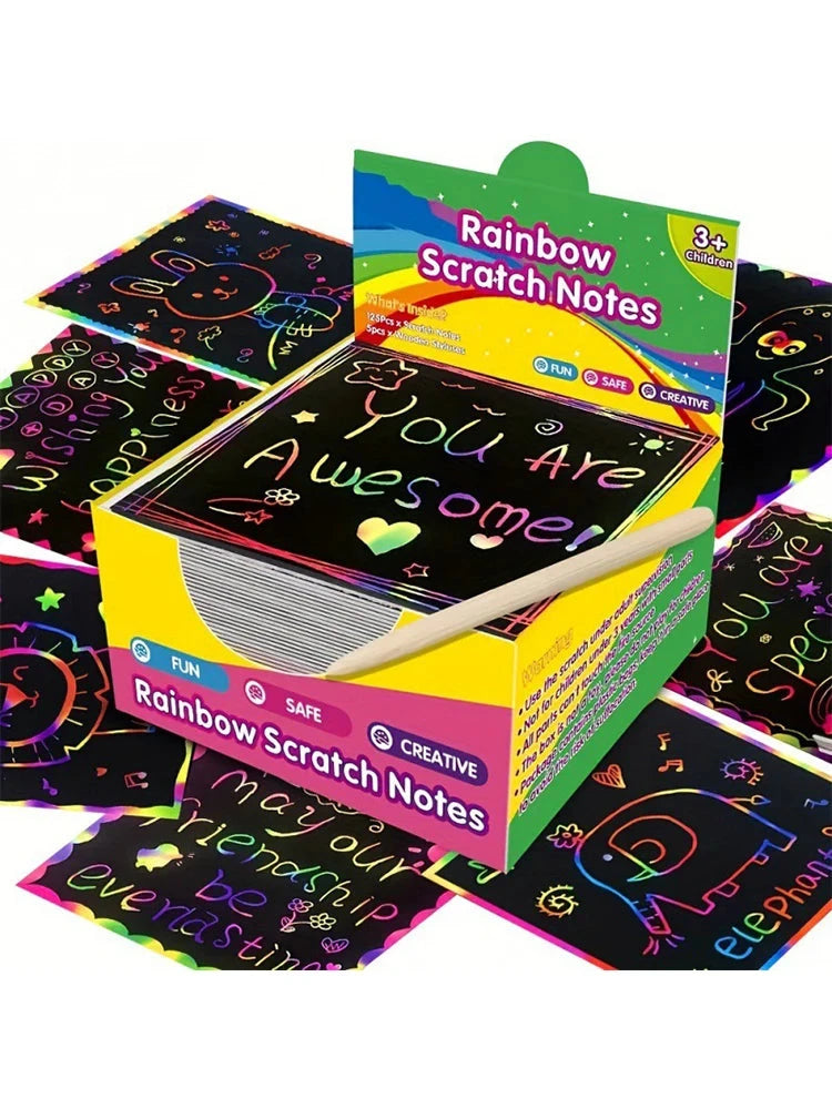 100PCS Rainbow Reveal Craft Kit with Wooden Stylus, Parent-Child Activity Gift for Kids Ages 5-12 (Non-Toxic Coating) Econic Blanks