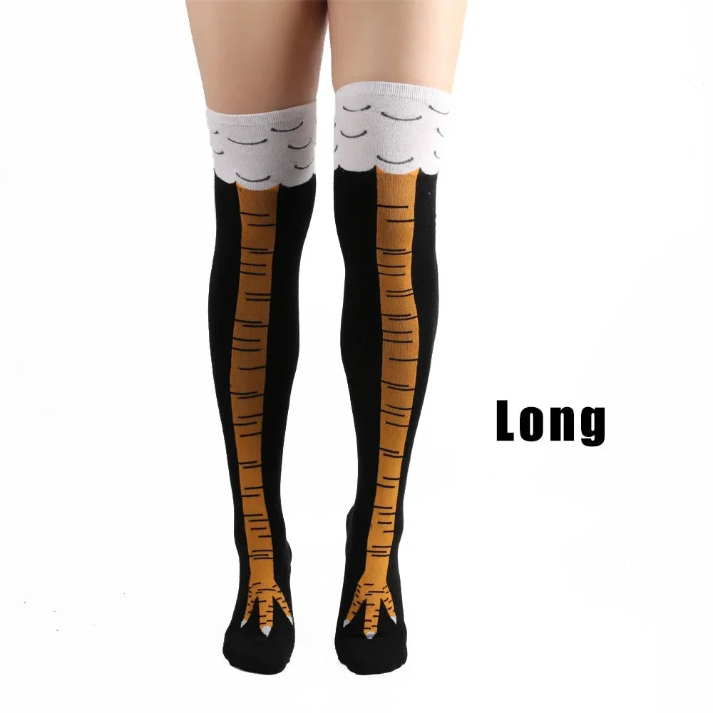 Men Funny 3D Chicken Socks Print Cartoon Cosplay High flexibility Thigh High Sock Cotton Fashion Thin Toe Feet Quick Pick Grocers