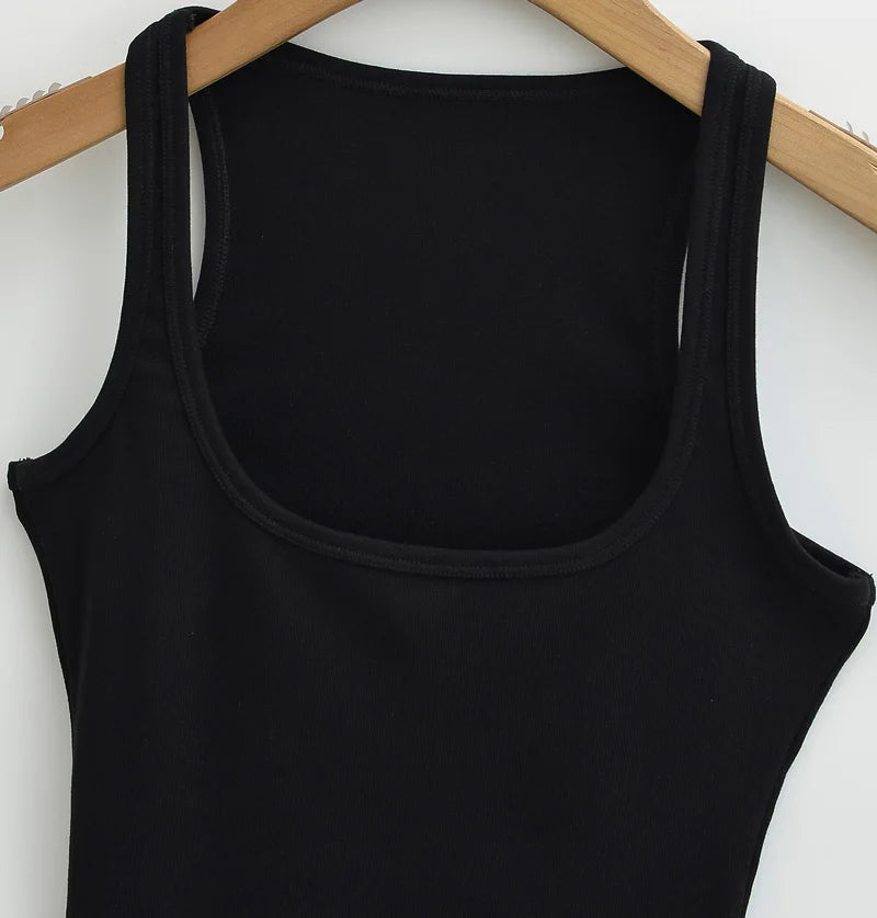 Women's Sculpted Square Neck Tank Top Summer Slim Fit Workout Athletic Crop Tops for Women Quick Pick Grocers