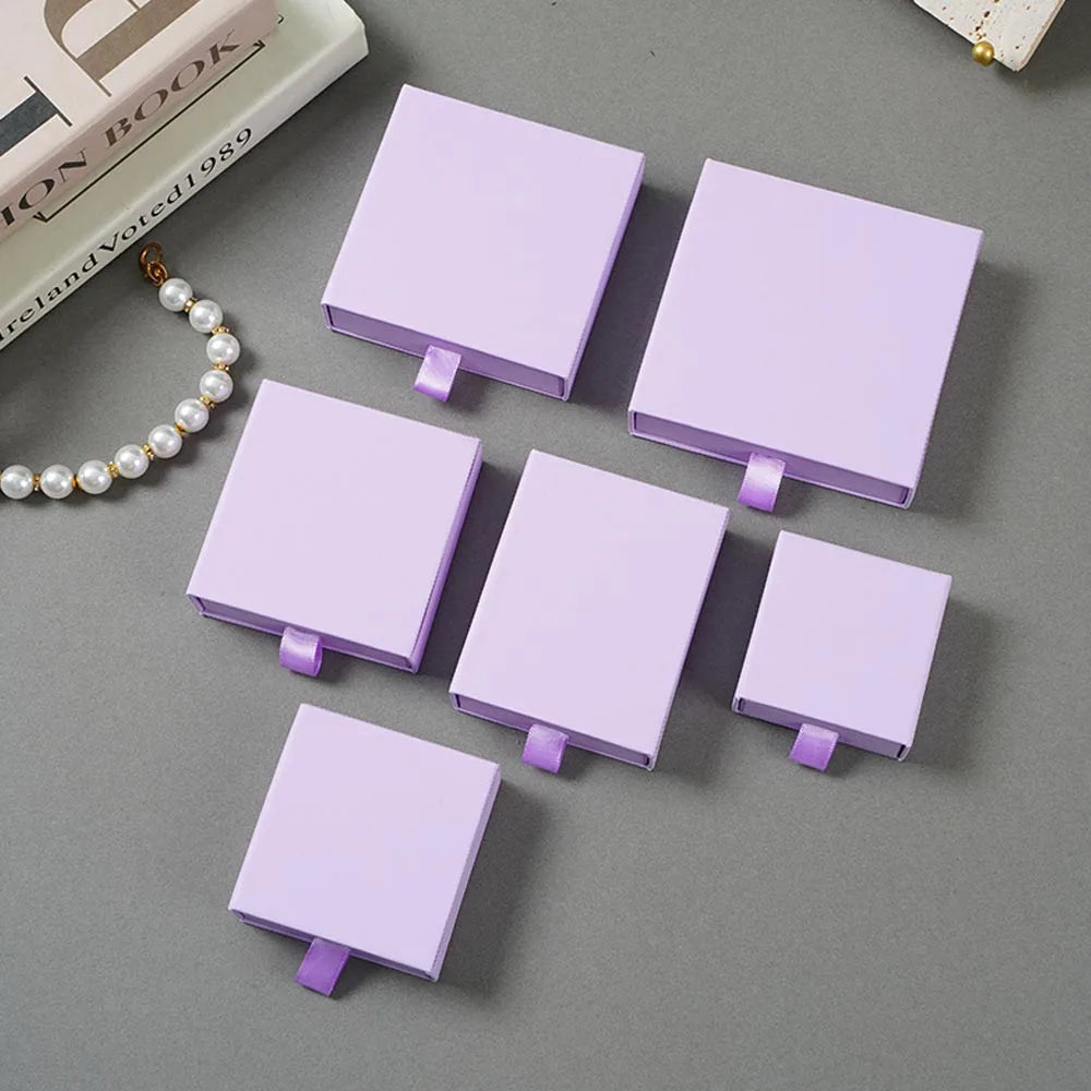 10pcs Paper Jewelry Gift Box For Ring Earrings Pendant Necklace Bracelet Stud Organizer Wedding Favors Jewellery Packaging Sack Purest Peak