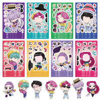 8/16/24PCS Toy Puzzle Stickers Anime Make a Face Stickers DIY Handicrafts Waterproof Stickers Quick Pick Grocers