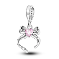 2025 Hot Sale Charms Bead 925 Sterling Silver Pink Butterfly Luminous Firefly Dangle Fit Bangle Bracelet Necklace DIY Jewelry Econic Blanks