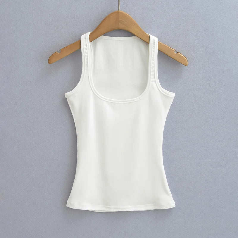 Women's Sculpted Square Neck Tank Top Summer Slim Fit Workout Athletic Crop Tops for Women Quick Pick Grocers