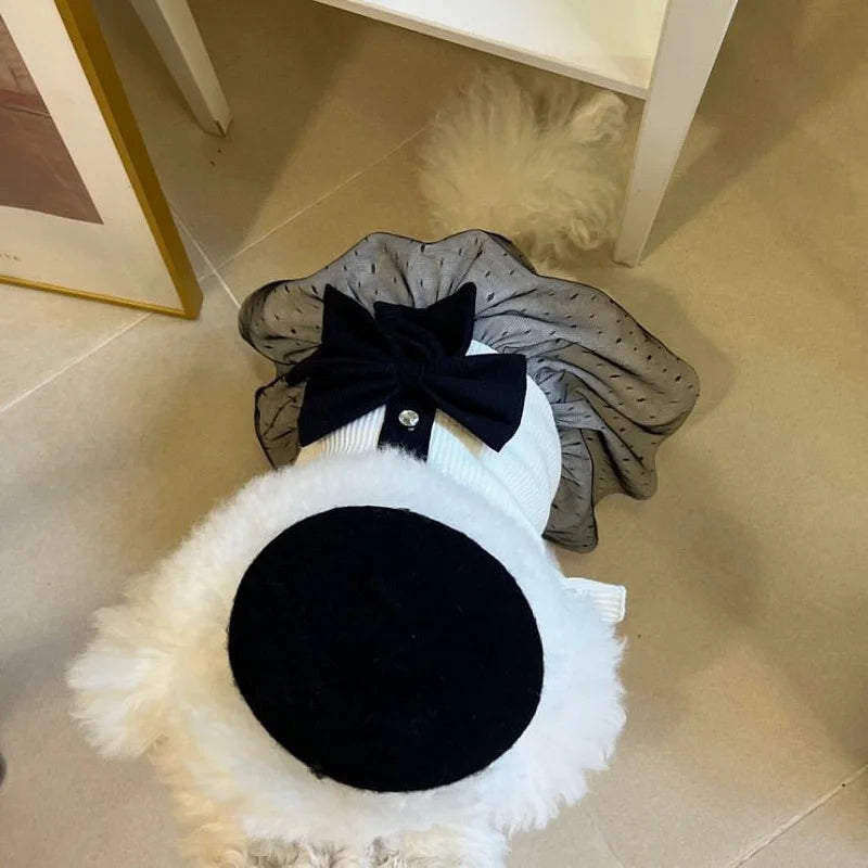 Luxury Dog Dress for Small Dogs Summer Puppy Clothes Bow Lace Dog Skirt Black White Dog T Shirt Girls Dog Costume Chihuahua Vest Quick Pick Grocers