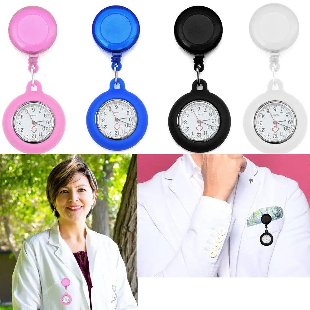 1PC New Retractable Nurse Watch Clip-on Fob Watch Doctor Medical Hanging Brooch Pin Quartz Clock Doctor Nurse Gifts Quick Pick Grocers