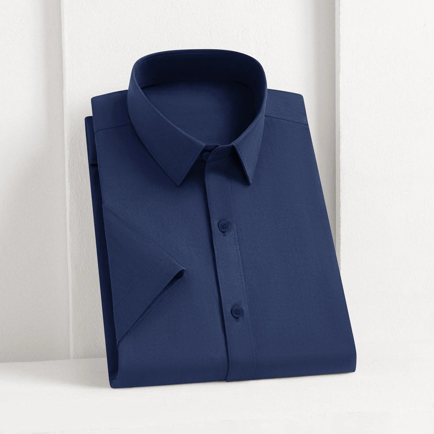 New Men's Business Casual Solid Color Short Sleeved Shirt for Summer Fashion No Ironing Comfortable and Versatile Top Quick Pick Grocers