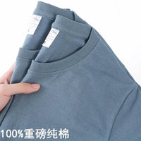 100% Cotton T-shirt Men Women Solid Color O Neck Short-sleeved Tops Summer Korean Loose Half-sleeve T Shirt Unisex M-4XL Quick Pick Grocers