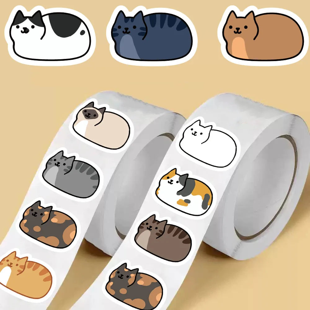 500PCS Kawaii Cartoon Cat Tuo Tuo Roll Stickers Skateboard Laptop Luggage Skateboard Phone Gift Waterproof Phone Cute Sticker ﻿ Quick Pick Grocers
