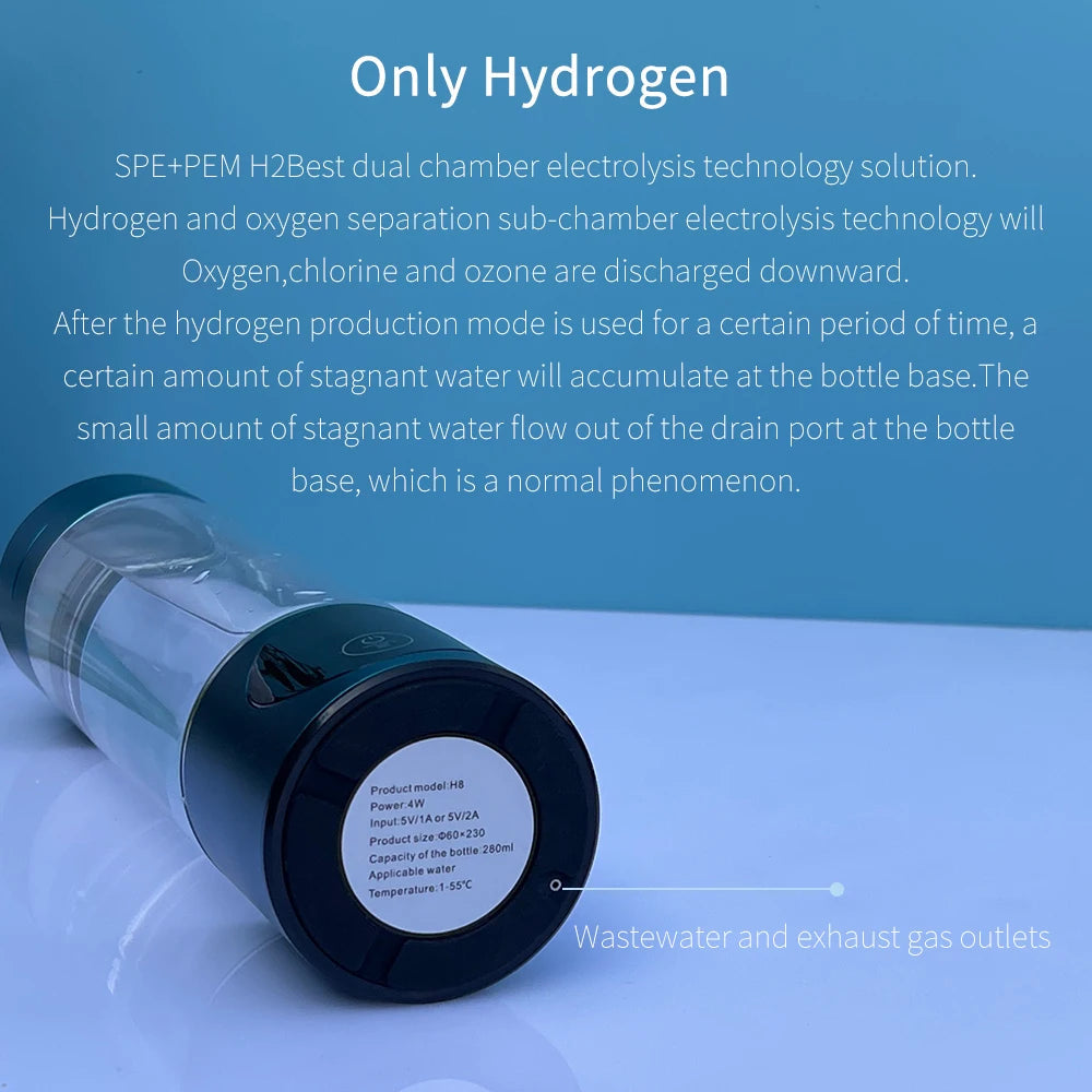 BlueVida New 8th Generation Nano Hydrogen Water Generator Bottle DuPont SPE/PEM Water Hydrogenator With H2 Inhaler-Touch Button Quick Pick Grocers