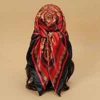 Satin Square Scarf Women Muslim Hijab Elegant 2025 Print Silk Neckerchief Shawl Wraps Headband Handle Hair Accessories Bandana Econic Blanks