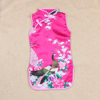 Cheongsam Dress Baby Girl Qipao Summer Clothes Peacock Sleeveless Slim Traditional Dress Child Girls Clothes Chinese Style Quick Pick Grocers