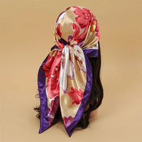 Satin Square Scarf Women Muslim Hijab Elegant 2025 Print Silk Neckerchief Shawl Wraps Headband Handle Hair Accessories Bandana Econic Blanks