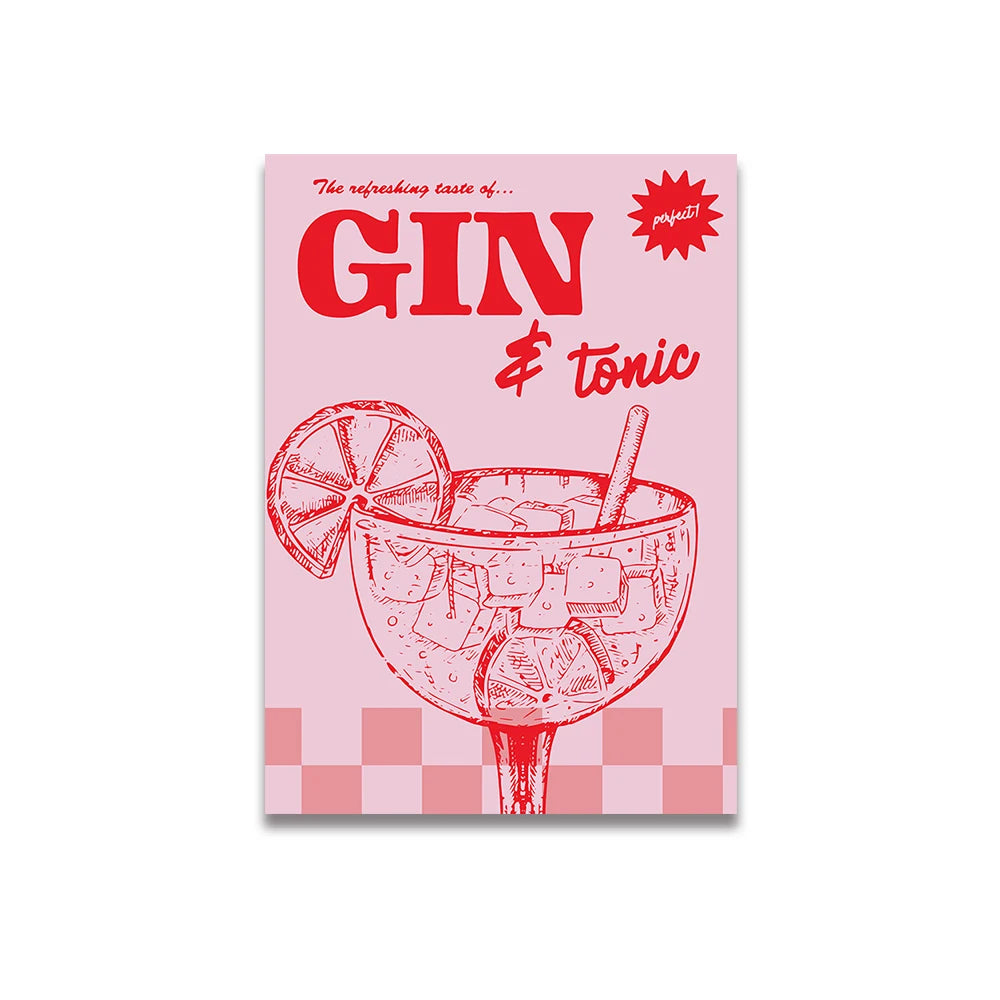 Simplicity Vintage Pink Cartoon Print Canvas Posters Wall Art Poster Home Decor Canvas Print Painting  Living Room Bedroom Decor Quick Pick Grocers