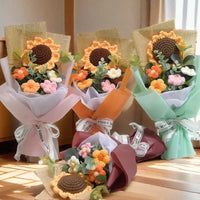 Artificial Flower Crochet Bouquet Handmade Anniversary Sunflower Daisy Bouquet Mothers Day Birthday Gift Eternal Flower Quick Pick Grocers