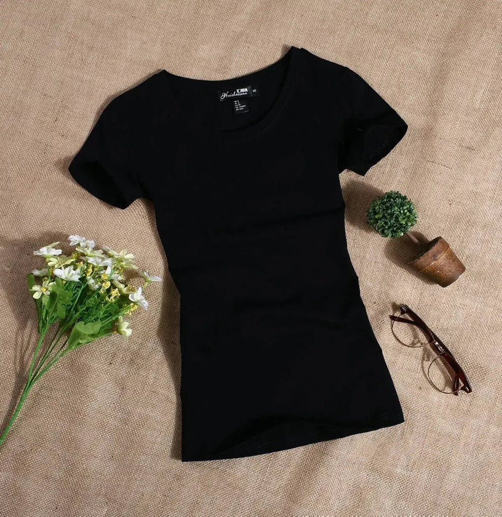 MRMT 2026 Women's T Shirt Casual Women Short Sleeved Slim Solid Color Simple Pure Tees Womens T-Shirt For Female Women T shirts Quick Pick Grocers