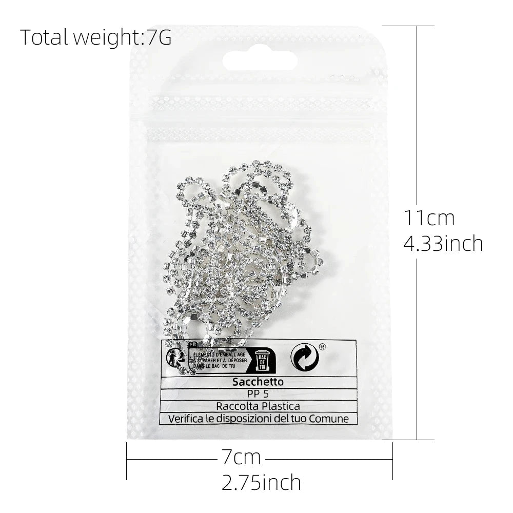 100/50cm Long Luxury Crystal Chain Nail Charms 1.5/2mm Shinying Clear/AB Diamond Nail Art Metal Steel French Manicure Crystal Econic Blanks
