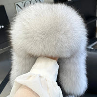 2025 100% Real Fox Fur Hats Women's Russian Ushanka Aviator Trapper Snow Skiing Hat Caps Earflap Winter Raccoon Fur Bomber Hat Purest Peak