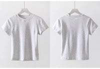 Basic T Shirts Women Cotton Slim Fit White Tops Summer Black Tees Crew Neck 100% Cotton T Shirt For Women Plain T-shirts Soft Quick Pick Grocers