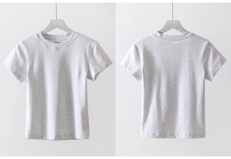 Basic T Shirts Women Cotton Slim Fit White Tops Summer Black Tees Crew Neck 100% Cotton T Shirt For Women Plain T-shirts Soft Quick Pick Grocers