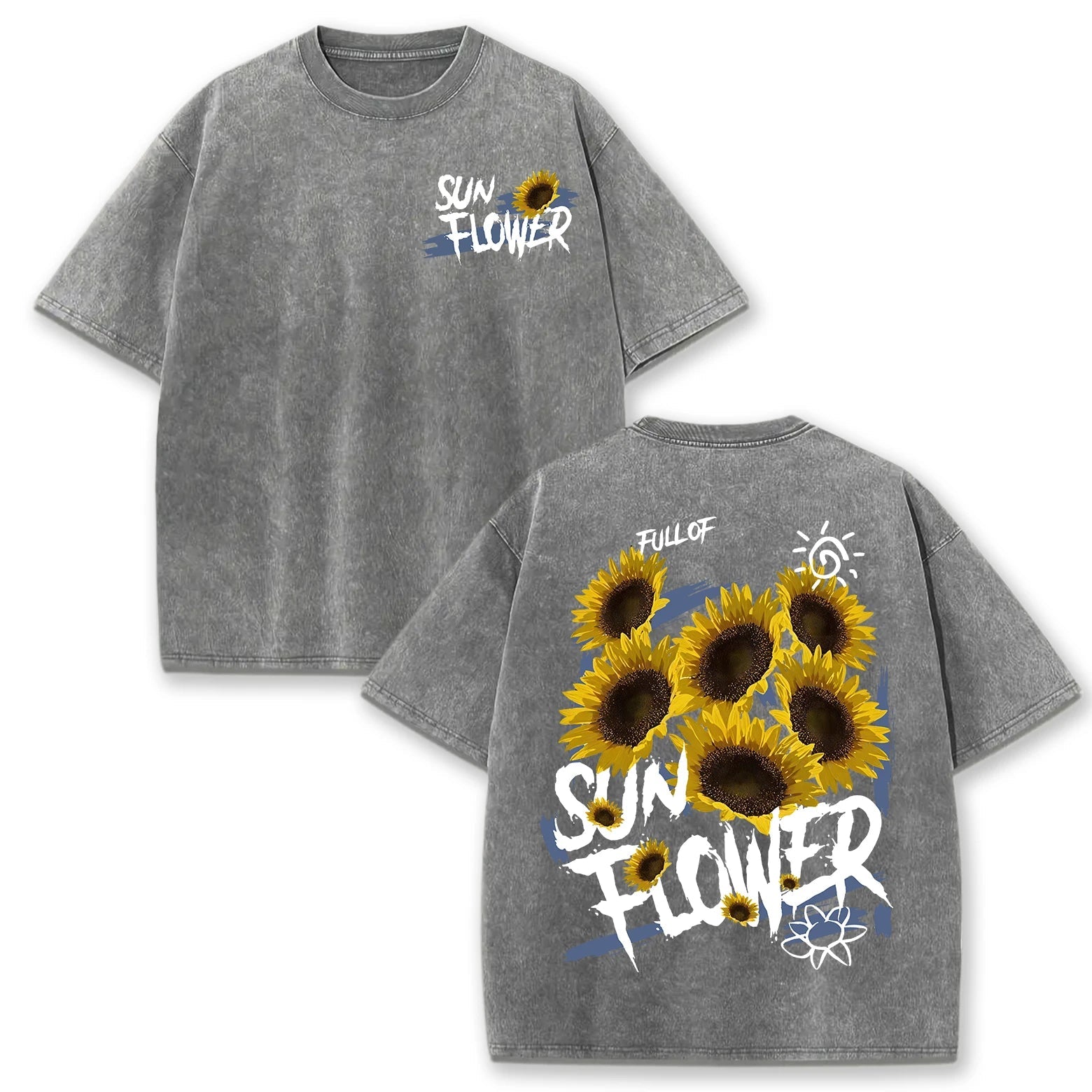 Lift Is Good Beautiful Sunflower Print Washed T Shirts Women Soft Cotton T-Shirt Street Creative Short Sleeve Summer Casual Tops Quick Pick Grocers