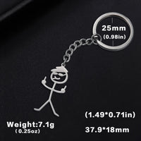 Teamer Funny Middle Finger Stickman Keychain 2025 Cute Trend School Bag Car Key Pendant Couple New Trinket Gift Keyring Econic Blanks