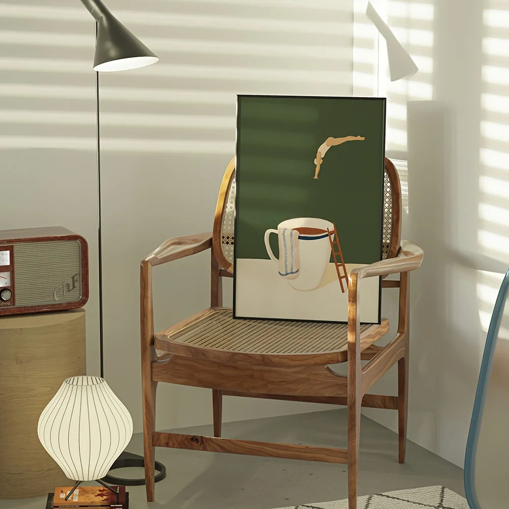 Retro Coffee Diving Poster Canvas Painting Good Morning Coffee Lover Print Wall Art for Living Room Home Kitchen Decor Frameless Quick Pick Grocers