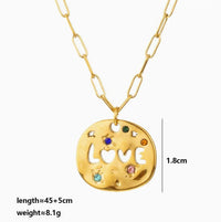 Mother's Day MAMA Necklace Gift Irregular Circular Guardian Pendant Necklace New Fashion Stainless Steel Necklace Accessory Gift Quick Pick Grocers