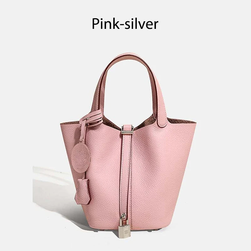 MENDY Women Bags Handbags Bucket Bag Real Leathe Fashion Tote Bag Genuine Leather Luxury Desginer Big Size Large Lady Hand Bags Quick Pick Grocers