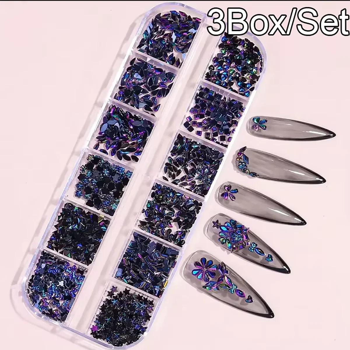Multi Shapes 3D Flat Bottom Nail Rhinestones Colorful Nail Gems Glass AB Crystal Kit Nail Charms For DIY Manicure Craft Decora Econic Blanks